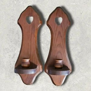 1970s vintage wood wall sconces